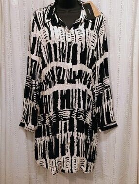 Vero Moda Black and White Abstract Print Shirt Dress - Large NWT